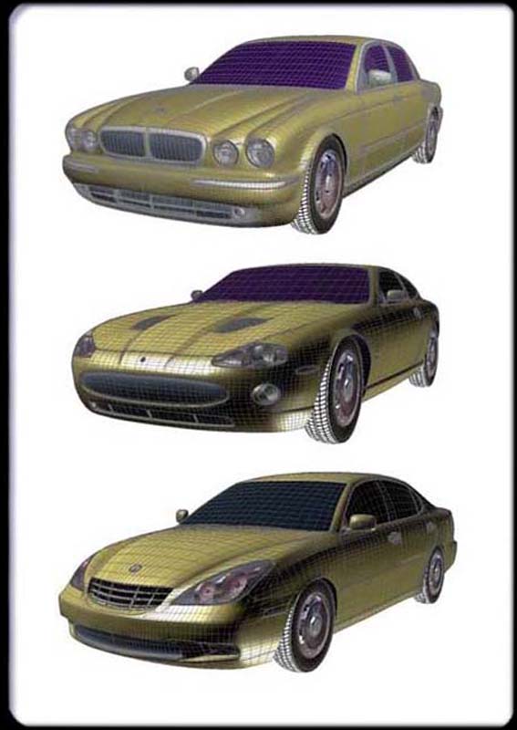Three Cars - Wireframe