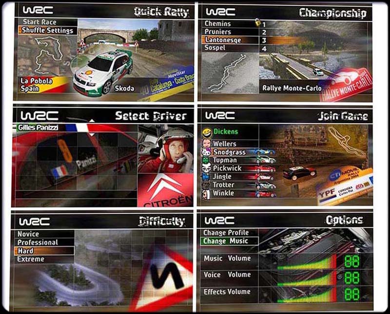 WRC Menus